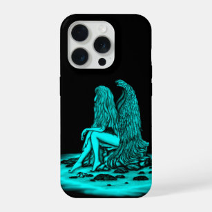 Angel , lost in thought , black and green Design iPhone 15 Pro Case