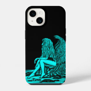 Angel , lost in thought , black and green Design iPhone 14 Case