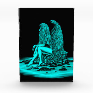 Angel , lost in thought , black and green Design Photo Block
