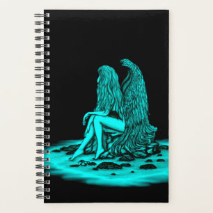 Angel , lost in thought , black and green Design Planner