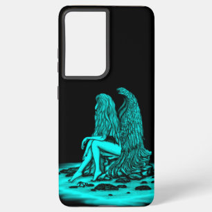 Angel , lost in thought , black and green Design Samsung Galaxy Case