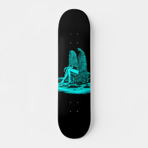 Angel , lost in thought , black and green Design Skateboard