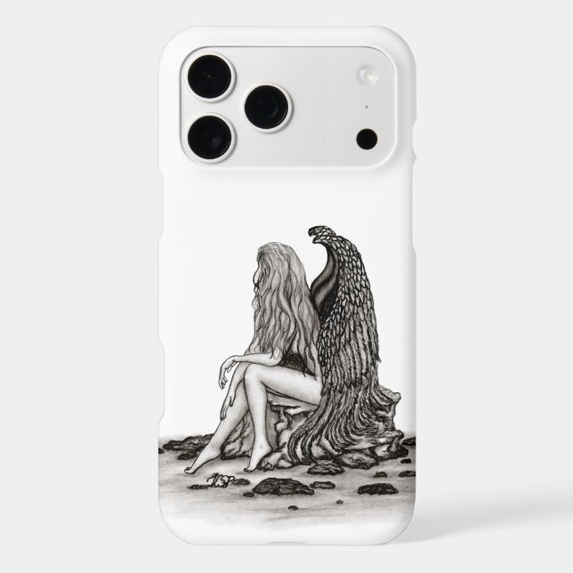 Angel , lost in thought , black and white Design (Back)