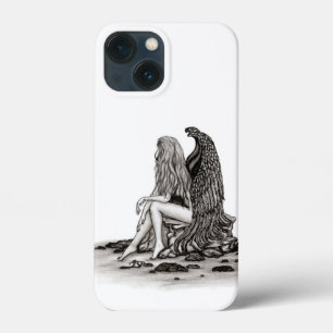 Angel , lost in thought , black and white Design iPhone 13 Mini Case