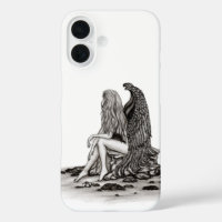 Angel , lost in thought , black and white Design