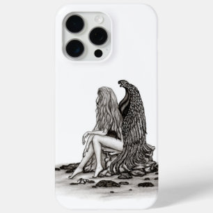 Angel , lost in thought , black and white Design iPhone 15 Pro Max Case