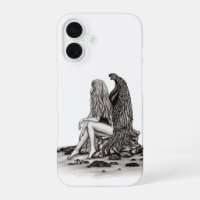 Angel , lost in thought , black and white Design