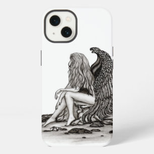 Angel , lost in thought , black and white Design iPhone 13 Case