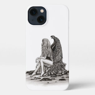 Angel , lost in thought , black and white Design iPhone 13 Case
