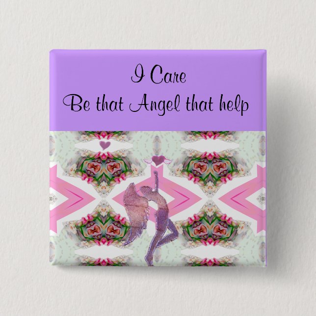 Angel Love_ 15 Cm Square Badge (Front)
