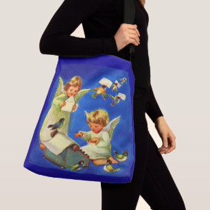 angel mail office print crossbody bag