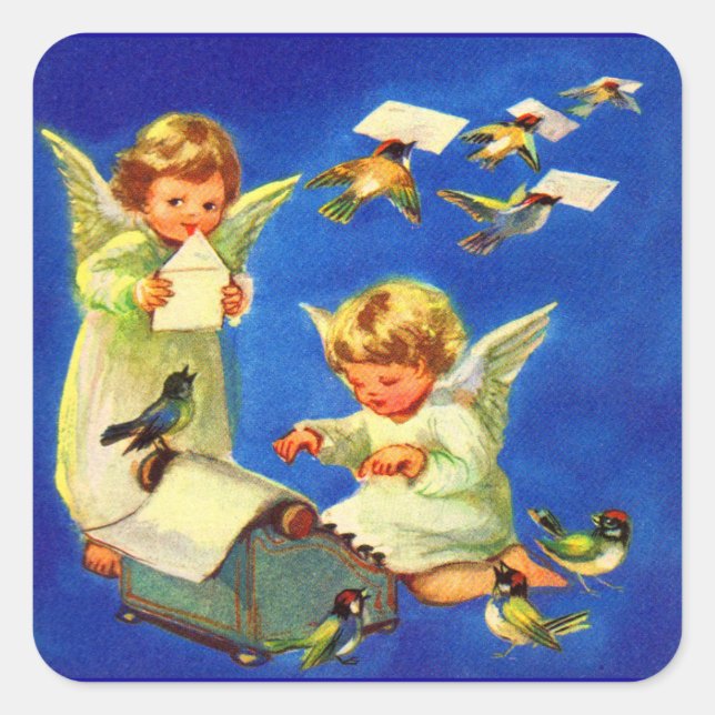 angel mail office square sticker (Front)