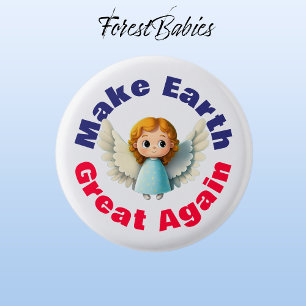 Angel, Make Earth Great Again, Cute Environmental 3 Cm Round Badge