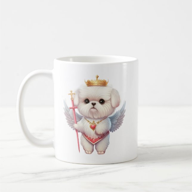 Angel Maltese Puppy, Maltes dog lovers and owners Coffee Mug (Left)