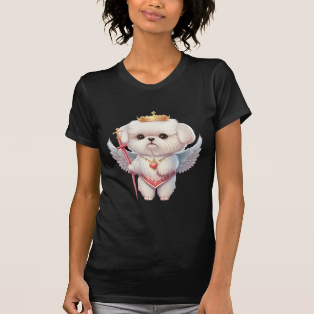 Angel Maltese Puppy, Maltes dog lovers and owners T-Shirt (Front)