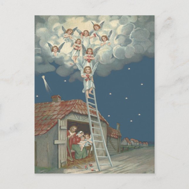 Angel Manger Nativity Jesus Christian Holiday Postcard (Front)