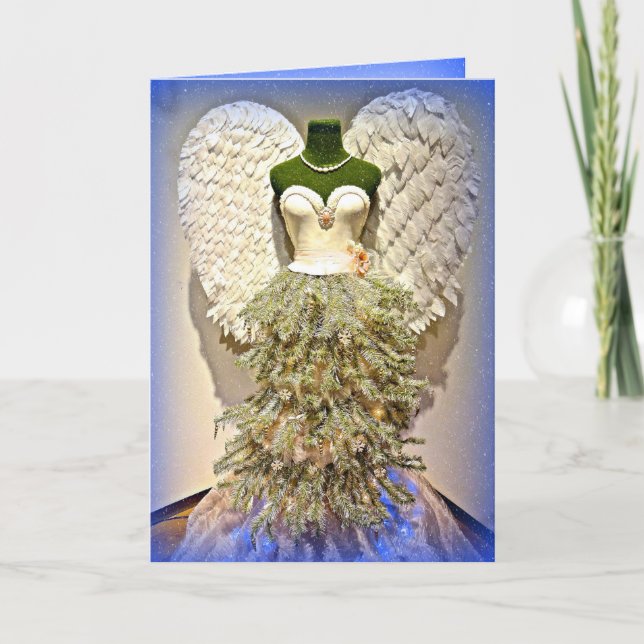 Angel Mannequin Dress Form Christmas Tree Holiday Card (Front)