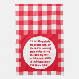 Angel Melody Poem On Red & White Plaid Tea Towel