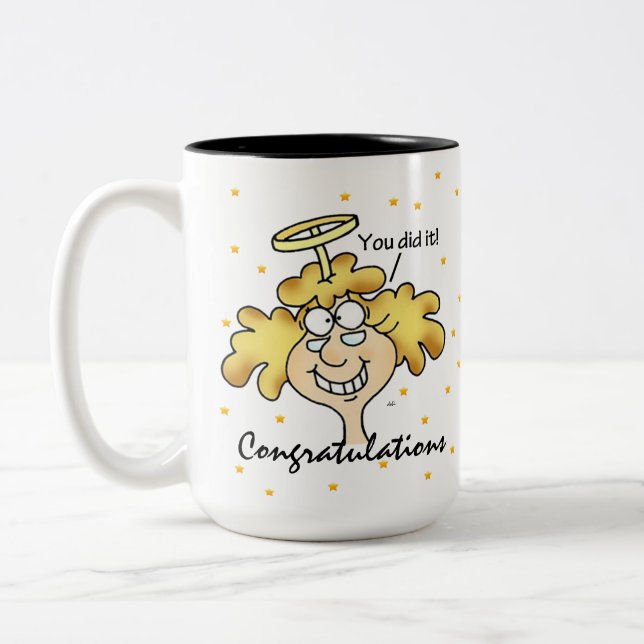 Angel Midge's Congratulations Success Diet Win Two-Tone Coffee Mug (Left)