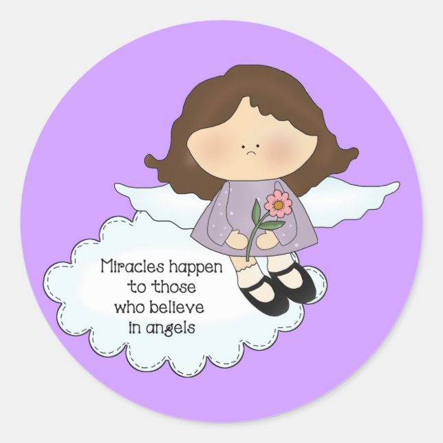 Angel Miracles Classic Round Sticker (Front)