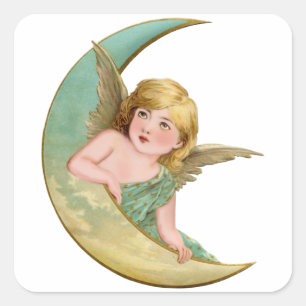 Angel Moon Painting Square Sticker
