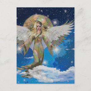 Angel Moon Wings Beautiful Fantasy Art Postcard