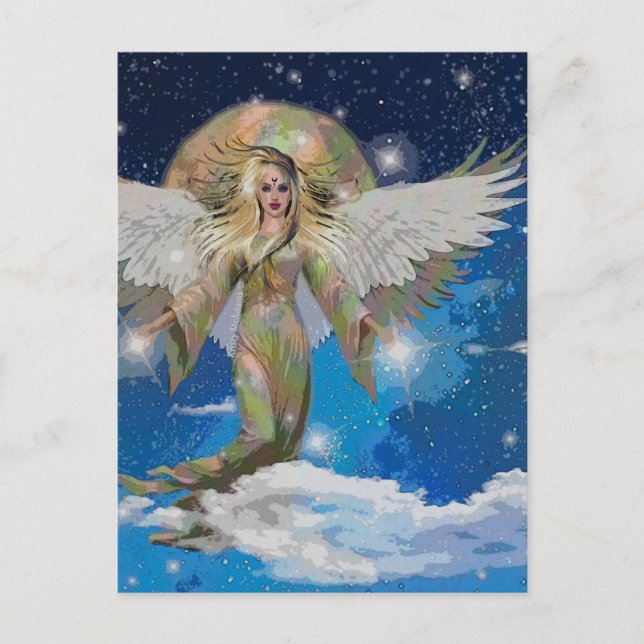 Angel Moon Wings Beautiful Fantasy Art Postcard (Front)