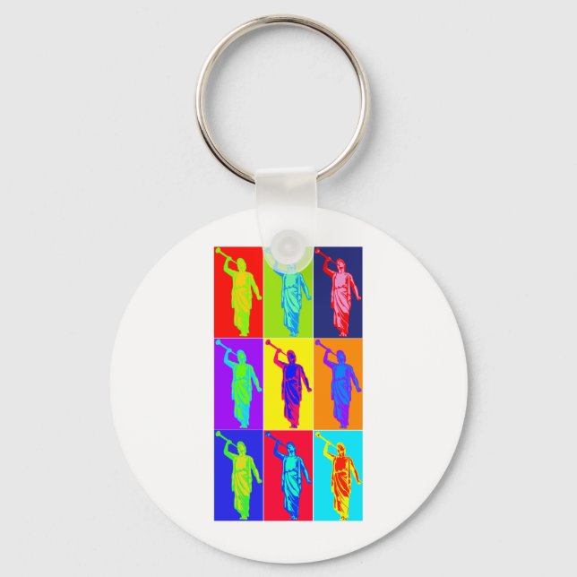 Angel Moroni Pop Art Key Ring (Front)