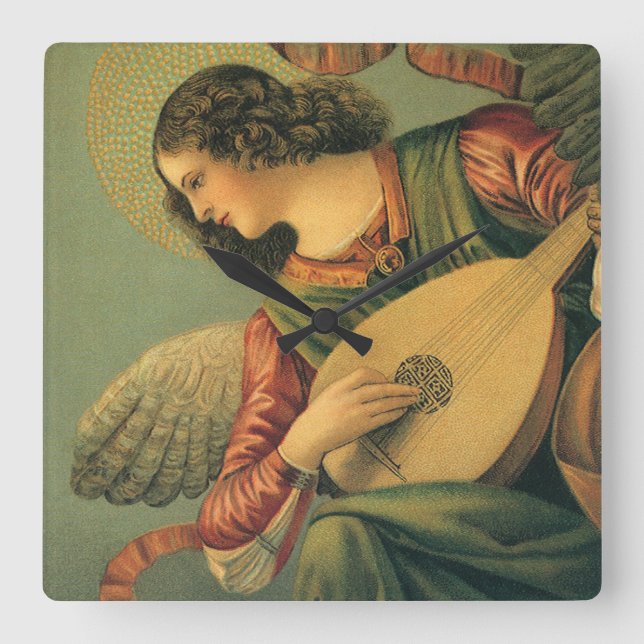 Angel Musician, Melozzo da Forli, Renaissance Art Square Wall Clock (Front)