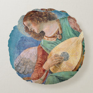 Angel Musician Round Cushion