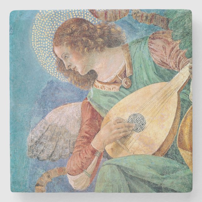 Angel Musician Stone Coaster (Front)