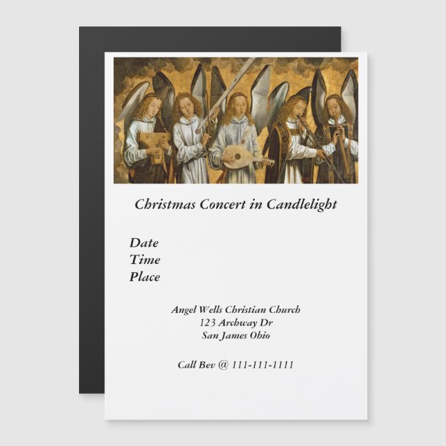 Angel Musicians c1480 Magnetic Invitation (Front/Back)