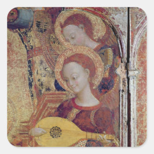 Angel musicians from painting of Virgin and Child Square Sticker
