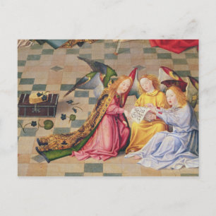 Angel musicians from right panel of altarpiece postcard