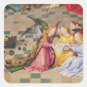 Angel musicians from right panel of altarpiece square sticker