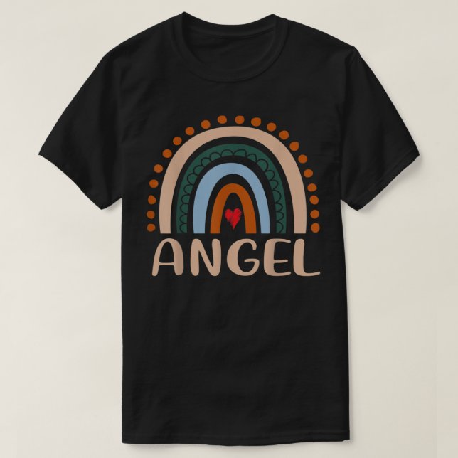 Angel Name Personalised Funny Women Rainbow  T-Shirt (Design Front)