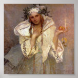 Angel Noel en Amerique Poster<br><div class="desc">An Alfons Mucha painting of young woman dressed in winter costume.</div>