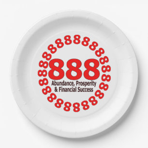 Angel Number 888  – Abundance & Luck Paper Plate