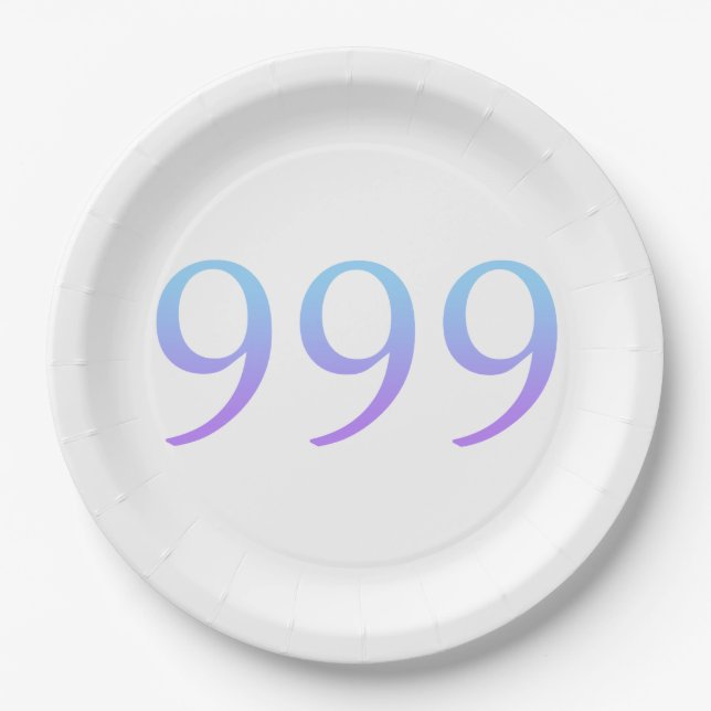 Angel Number 999  Paper Plate (Front)