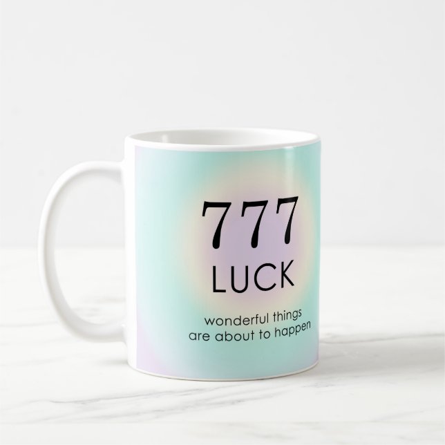 Angel Numbers Numerology 777 Luck Motivational Coffee Mug (Left)