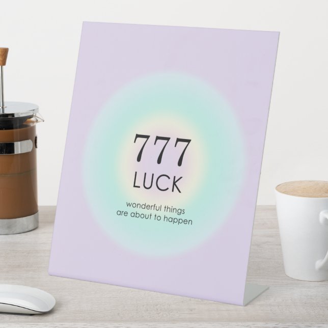 Angel Numbers Numerology 777 Luck   Pedestal Sign (In SItu)