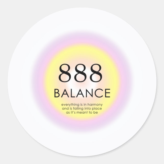 Angel Numbers Numerology Meaning 888 Balance   Classic Round Sticker (Front)