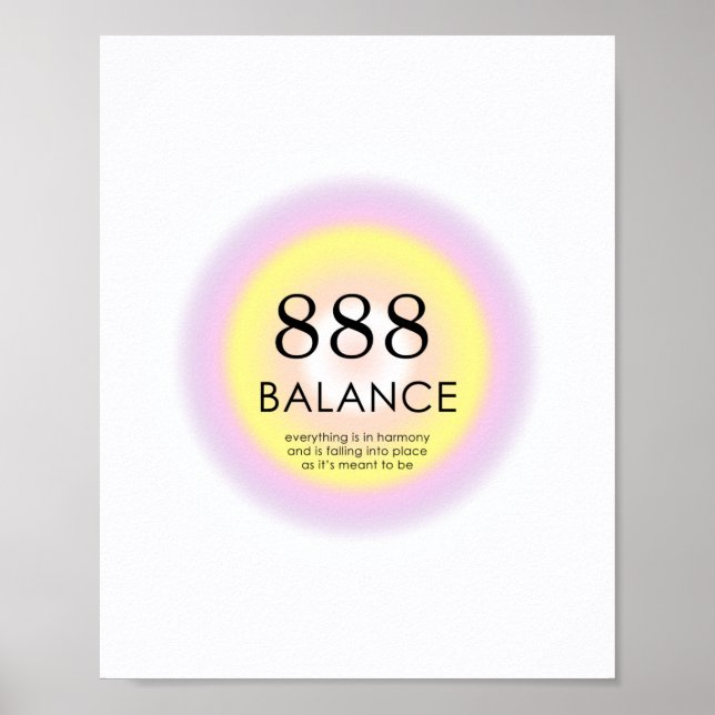 Angel Numbers Numerology Meaning 888 Balance  Poster (Front)