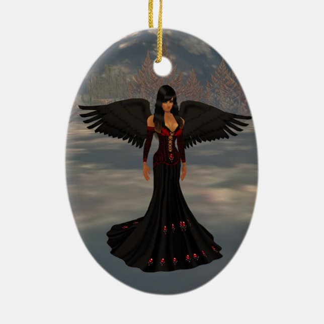Angel Of Darkness Oval Ornament (Back)