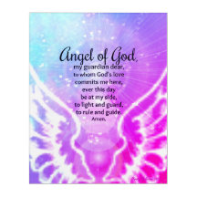 Angel of God Pink Purple Watercolor Wings Prayer