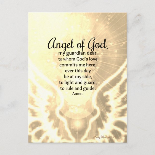 Angel of God Prayer Beautiful Blessings Watercolor Postcard (Front)