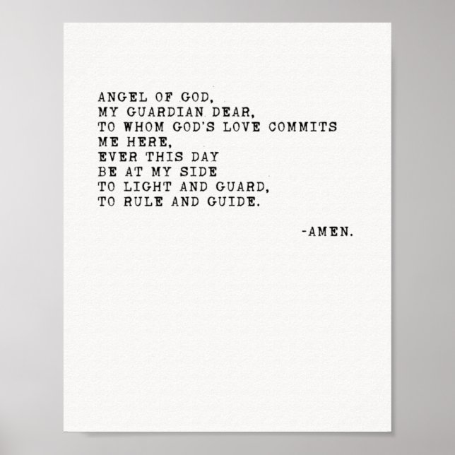 Angel of God Prayer Poster (Front)