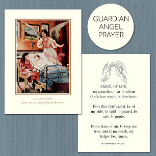 Angel of God with Children Prayer Holy Card