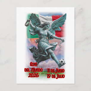 Angel of Independence playing Soccer on a Holiday Postcard
