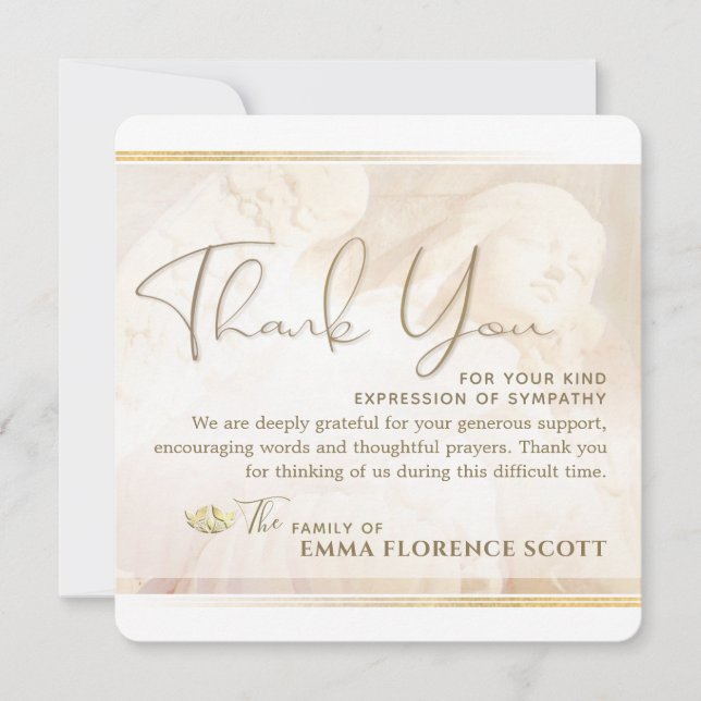 Angel of Light Square Sympathy Thank You Card (Front)